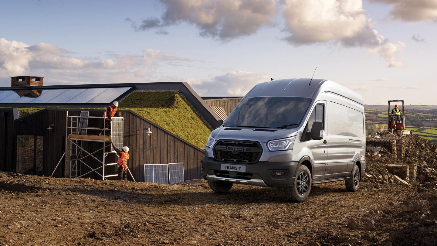 Ford Transit Van Trail front in rural building site